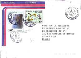 COTE D’IVOIRE N° 820/811 S/L.DE ABIDJAN/18.7.91  POUR LA FRANCE - Côte D'Ivoire (1960-...)