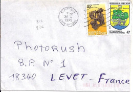 COTE D’IVOIRE N° 826/816 S/L.DE BOUAKE/30.4.90  POUR LA FRANCE - Ivory Coast (1960-...)