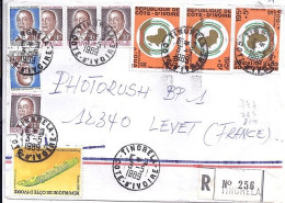 COTE D’IVOIRE N° 814x3/747x2/763/750x4 S/L.REC.DE TINGUELA/3.5.89  POUR LA FRANCE - Côte D'Ivoire (1960-...)