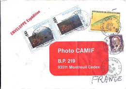 COTE D’IVOIRE N° 813x2/763/752 S/L.DE ABIDJAN/20.10.88  POUR LA FRANCE - Côte D'Ivoire (1960-...)