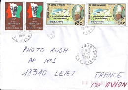 COTE D’IVOIRE N° 728x2/642x2 S/L.DE ASSIA/24.7.87  POUR LA FRANCE - Côte D'Ivoire (1960-...)