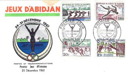 COTE D’IVOIRE N° 201/202/203/PA21 S/L.DE ABIDJAN/23.12.61  - Ivory Coast (1960-...)