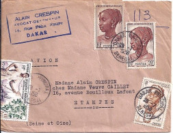 AOF N° 41x3/34/PA26 S/L. DE DAKAR PRINCIPAL/28.7.58 POUR LA FRANCE - Covers & Documents