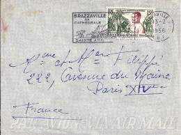 AEF N° 230 S/L. DE BRAZZAVILLE/13.2.56 POUR LA FRANCE - Storia Postale