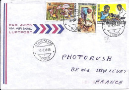 TOGO N° 1224/1027/1033 S/L. DE ATAKPAME/18.8.88 POUR LA FRANCE - Togo (1960-...)