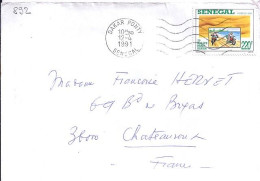 SENEGAL N° 892 S/L. DE DAKAR/12.4.91 POUR LA FRANCE - Sénégal (1960-...)