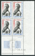 TAAF - N°168  - MARION DUFRESNE - 3 BLOCS DE 4 - COIN DATE 28.11.91  OBLITERES EN MARGE - Used Stamps