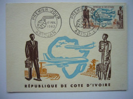 Avion / Airplane / AIR AFRIQUE / Douglas DC-8 / Abidjan, Côte D'Ivoire / Carte Maximum - 1946-....: Era Moderna
