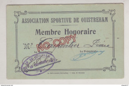 Fixe Carte Association Sportive De Ouistreham Membre Honoraire Années 30 - Membership Cards