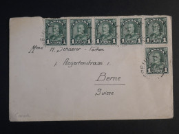 DP16 CANADA    BELLE LETTRE  1931 A BERNE SUISSE +BANDE DE 4 TP +  AFFR. INTERESSANT - Covers & Documents