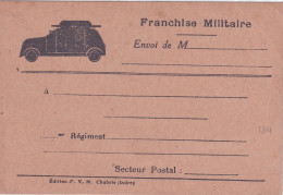 Francia Cartolina  FRANCHIGIA MILITARE  Reparto Automobilistico - Autos