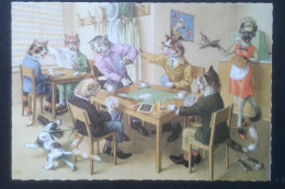 ► CHAT  Humanisé Partie De Cartes - CPM Illustrateur Dessin De Mainzer - Katten