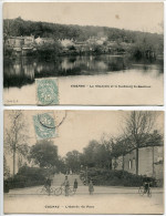 LOT 2 Pionnière Dos Simple * COGNAC La Charente Et Le Faubourg De Boutiers & L'Entrée Du Parc ( Animée Vélos Cyclistes - Cognac