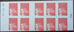 Variété 3085a-C2 Découpe En Biais Date 27.01.00 Carnet TVP Rouge Luquet Type II Faciale De 14.30€ - Modern : 1959-…