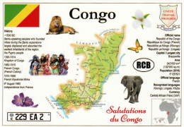 1 Map Of Congo * 1 Ansichtskarte Mit Der Landkarte Der Republik Kongo, Informationen Und Der Flagge Des Landes * - Cartes Géographiques