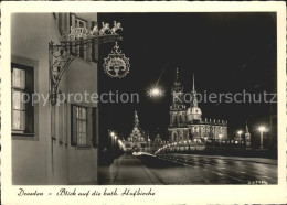 72060677 Dresden Blick Auf Die Katholische Hofkirche Bei Nacht Vor Der Zerstoeru - Dresden