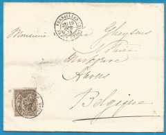 FRANCE - Sage - N°69 Sur Lettre De Versailles à Bruxelles Du 19/10/76 - Verso Cachets Paris Départ Et France Midi 1 - 1876-1878 Sage (Tipo I)