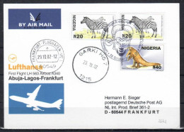 2002 Abuja - Frankfurt   Lufthansa First Flight, Erstflug, Premier Vol ( 1 Card ) - Otros (Aire)