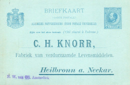 Ongebruikte Bk G27  Met Part. Bijdruk C.H.KNORR FABRIEK VAN VERDU(U)RZAAMDE LEVENSMIDDELEN - Postal Stationery