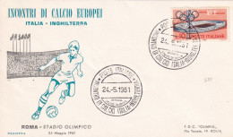 1961 Busta Con ANNULLO SPECIALE INCONTRO DI CALCIO ITALIA INGHILTERRA - Europees Kampioenschap (UEFA)
