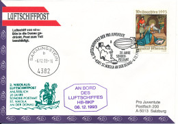 Austria AIRSHIP MAIL Pro Juventute Number 5 St. Nikola An Der Donau 6-12-1993 With More Postmarks - Autres & Non Classés