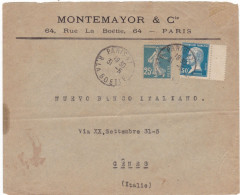 FRANCIA - STORIA POSTALE - BUSTA - MONTEMA YOR E C. - VIAGGIATA - 1924 - Autres & Non Classés