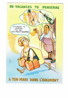 Cpm - Illustration Humour CABROL - Les 10 Commandements Du VACANCIER Femme Valise Homme Balai BOUTEILLE CHAMPAGNE - Humour