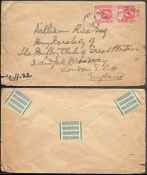 Ceylon Kalutara Cover To England 1922. 2x 6c Stamps - Ceylan (...-1947)