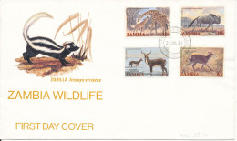 Zambia FDC 21-6-1983 Complete Set Of 4 Zambia Wildlife With Cachet - Zambia (1965-...)