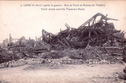 62 - Pas De Calais - LENS - Apres La Guerre - Rue De Paris Et Ruines Du Theatre - Lens