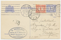 Briefkaart G. 78 I / Bijfrankering Amsterdam - Delft 1910 - Interi Postali