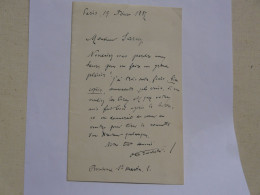 LETTRE AUTOGRAPHE - CORRESPONDANCE Adressée à Mr SARCEY Critique Dramatique 1887 - Documentos Históricos