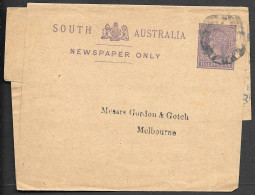 Australia South Australia Newspaper Postal Stationery Wrapper Mailed To Melbourne 1890s - Covers & Documents