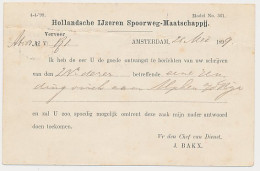 Spoorwegbriefkaart G. HYSM33 E - Amsterdam - IJmuiden 1899 - Interi Postali