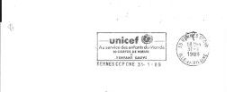 Lettre Entière Flamme 1989 Rennes CCP CNE Ille Et Vilaine - Oblitérations Mécaniques (flammes)