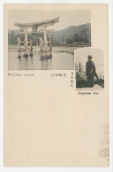 Postal Stationery Japan Miyajima - Temple - Japanese Laby - Lady - Other & Unclassified