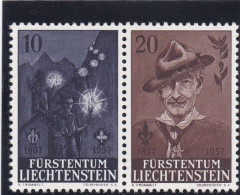 Liechtenstein 1957,cat. Zumstein 322/23 **. Centenaire De La Naissance De Lord Baden Powell Et Scoutisme. - Ongebruikt