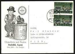 BERN Lyss 1944 Deko Private Firmenschmuckkarte " Chapellerie & Modes" Salchli, Lyss " - Covers & Documents