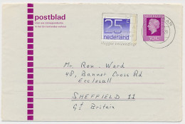 Postblad G. 24 / Bijfrankering Alkmaar - Sheffield GB / UK 1977 - Postal Stationery