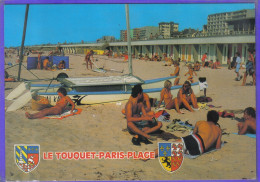 Carte Postale 62. Le Touquet Paris-Plage  Femme Seins Nus  Blason   Très Beau Plan - Le Touquet