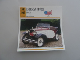 1930-1941 - Voitures Populaires - American Austin - Bantam - Moteur 4 Cylindres - Etats-Unis - Fiche Technique - - Voitures De Tourisme