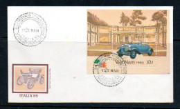 VIETNAM - 1985 - ITALIA EXHIBITION / VINTAGE CAR ILLUSTRATED FDC - Viêt-Nam