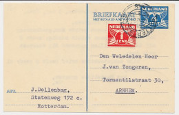 Briefkaart G. 270 V-krt. / Bijfrankering Rotterdam - Arnhem 1946 - Postwaardestukken