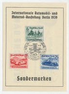 Commemorative Sheet / Postmark Deutsches Reich / Germany 1939 Car And Motorcycle Exhibition - Cars