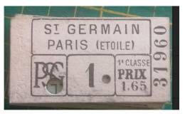 Ticket Du Tramway Du Paris Saint-Germain 1878/1935 - Other & Unclassified