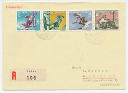 Registered Cover Liechtenstein 1955 Skiing - Mountaineering - Invierno