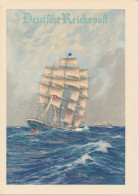Telegram Germany 1938 Schmuckblatt Telegramme - Nazi Flag Under Sailing Ship - Ocean Liner - Sun - Swastika - Barcos