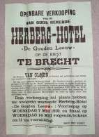 Affiche Verkoop Herberg De Gouden Leeuw Brecht Op De Biest 1919 (V3159) - Plakate