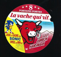 étiquette Fromage La Vache Qui Rit 4* Bel 8 Portions  Goût Jambon  Joue Et Gagne Avec Sonic N°895 - Fromage