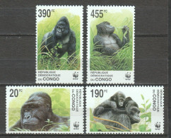 Congo 2002 Mi 1708-1711 MNH WWF - GORILLA - Unused Stamps